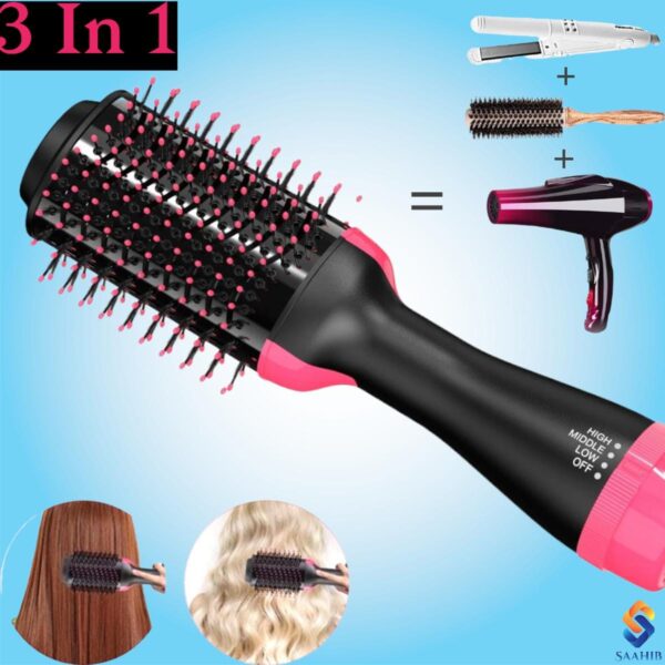 Professional Hot Air Brush Straightening Hair Dryer Comb And Volumizer With Straightener Curler For Girls, Women - Image 4